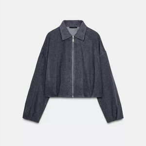 New Zara soft twill jacket in gray marl - medium